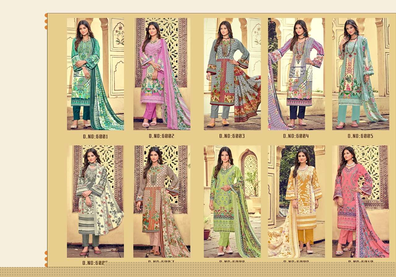 INAYAT VOL-6 BY ADEEVA TRENDZ 6001 TO 6010 SERIES BEAUTIFUL STYLISH SUITS FANCY COLORFUL CASUAL WEAR & ETHNIC WEAR & READY TO WEAR COTTON DIGITAL PRINTED DRESSES AT WHOLESALE PRICE