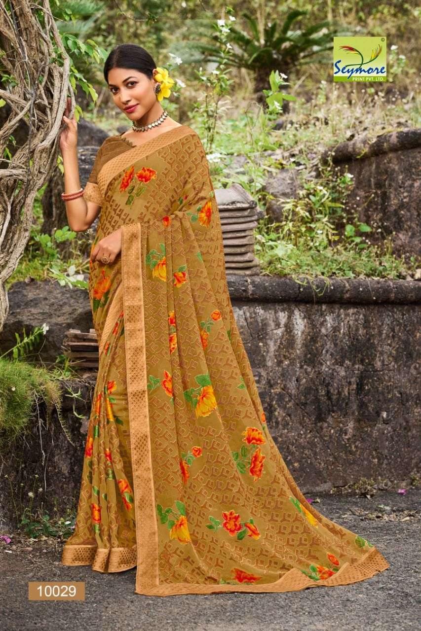 CHANDAN VOL-2 BY SEYMORE 10019 TO 10036 SERIES INDIAN TRADITIONAL WEAR COLLECTION BEAUTIFUL STYLISH FANCY COLORFUL PARTY WEAR & OCCASIONAL WEAR BRASSO SAREES AT WHOLESALE PRICE