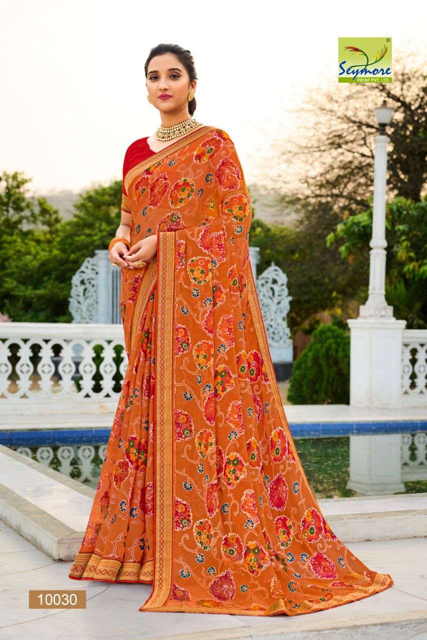 CHANDAN VOL-2 BY SEYMORE 10019 TO 10036 SERIES INDIAN TRADITIONAL WEAR COLLECTION BEAUTIFUL STYLISH FANCY COLORFUL PARTY WEAR & OCCASIONAL WEAR BRASSO SAREES AT WHOLESALE PRICE
