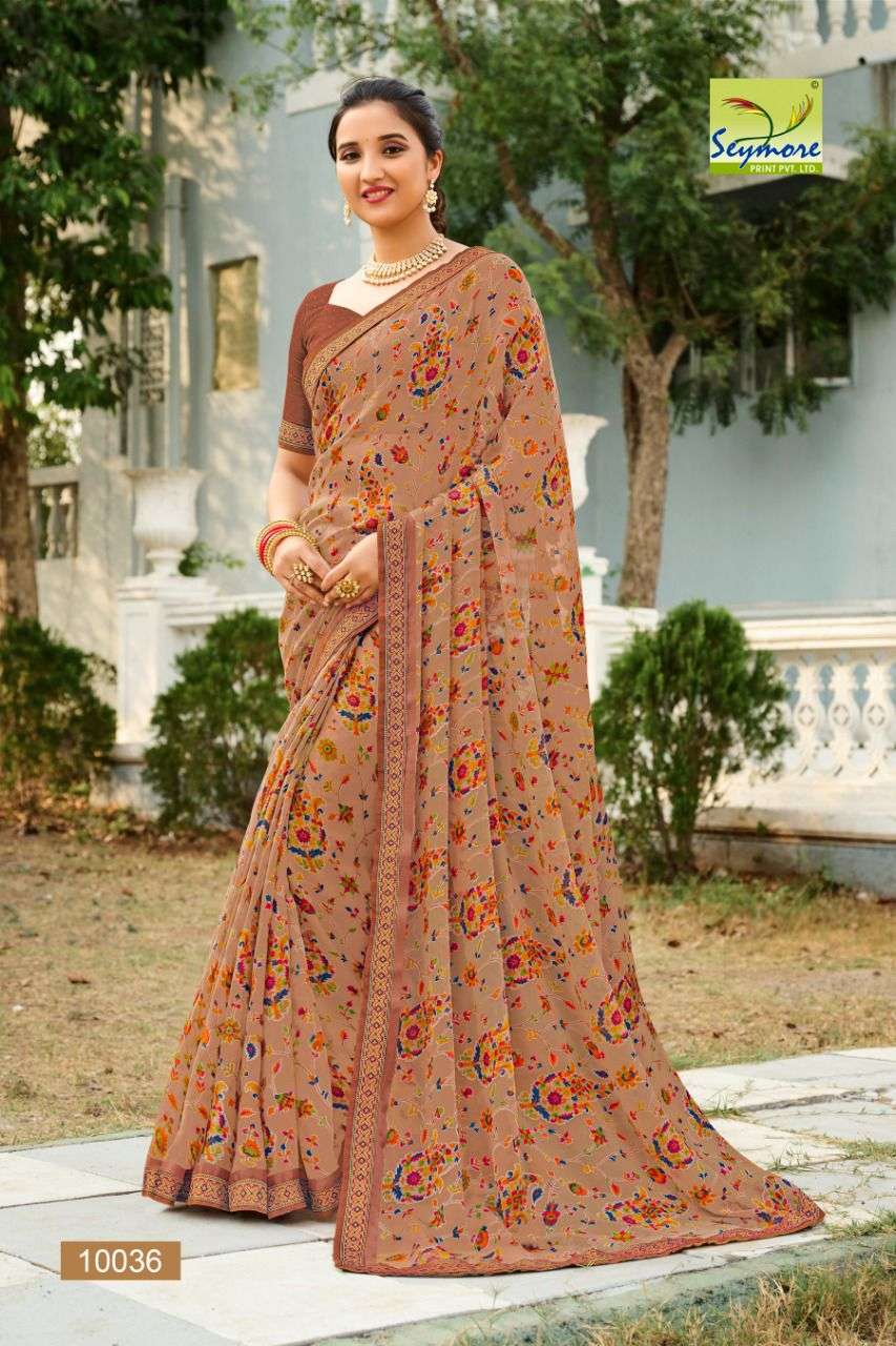 CHANDAN VOL-2 BY SEYMORE 10019 TO 10036 SERIES INDIAN TRADITIONAL WEAR COLLECTION BEAUTIFUL STYLISH FANCY COLORFUL PARTY WEAR & OCCASIONAL WEAR BRASSO SAREES AT WHOLESALE PRICE