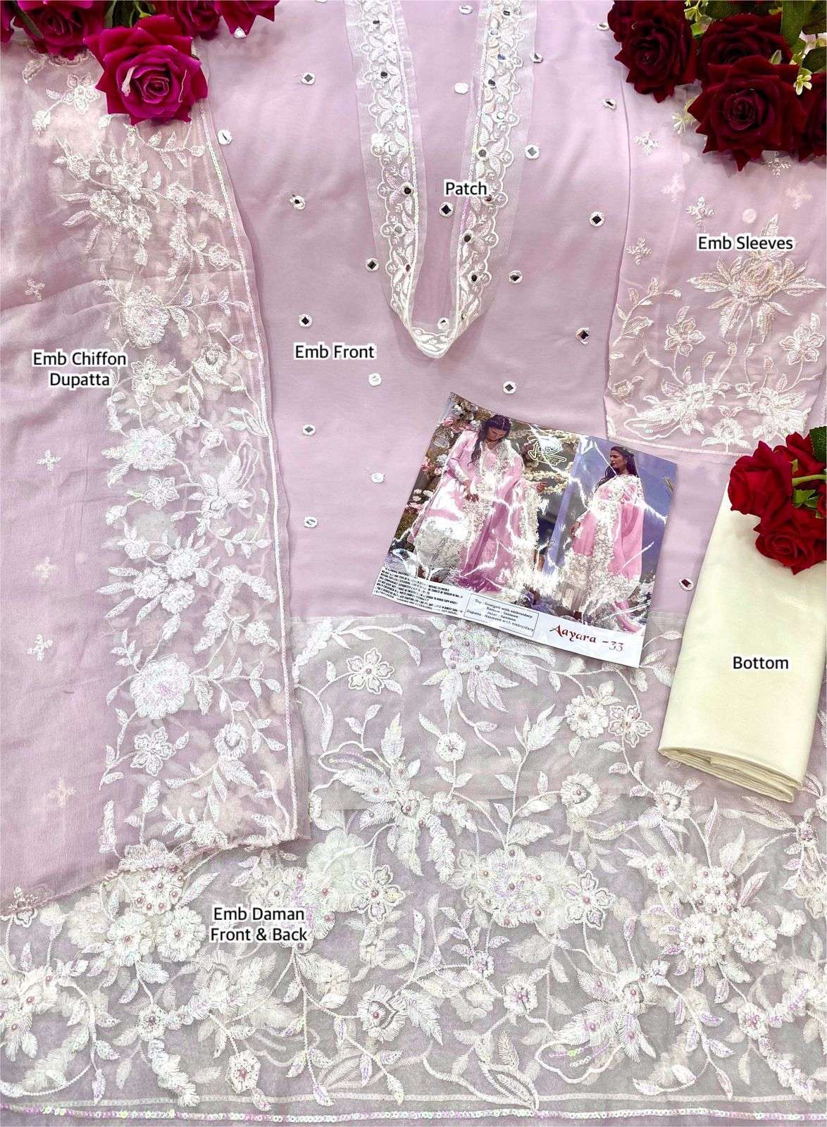 AAYARA 33 BY LAAIBAH DESIGNER BEAUTIFUL STYLISH PAKISATNI SUITS FANCY COLORFUL CASUAL WEAR & ETHNIC WEAR & READY TO WEAR GEORGETTE WITH EMBROIDERY DRESSES AT WHOLESALE PRICE