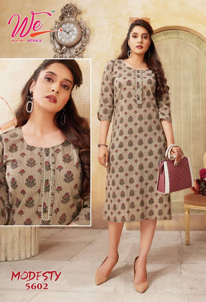 MODESTY BY WOMEN ETHNIC 5601 TO 5608 SERIES DESIGNER STYLISH FANCY COLORFUL BEAUTIFUL PARTY WEAR & ETHNIC WEAR COLLECTION PURE COTTON KURTIS AT WHOLESALE PRICE