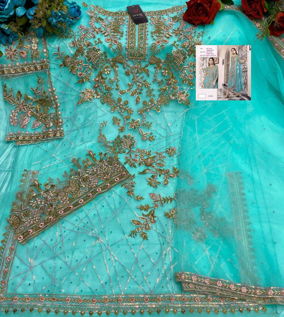 HOOR TEX HIT DESIGN H-06 COLOURS BY HOOR TEX H-06-G TO H-06-L SERIES DESIGNER FESTIVE PAKISTANI SUITS COLLECTION BEAUTIFUL STYLISH FANCY COLORFUL PARTY WEAR & OCCASIONAL WEAR NET EMBROIDERED DRESSES AT WHOLESALE PRICE