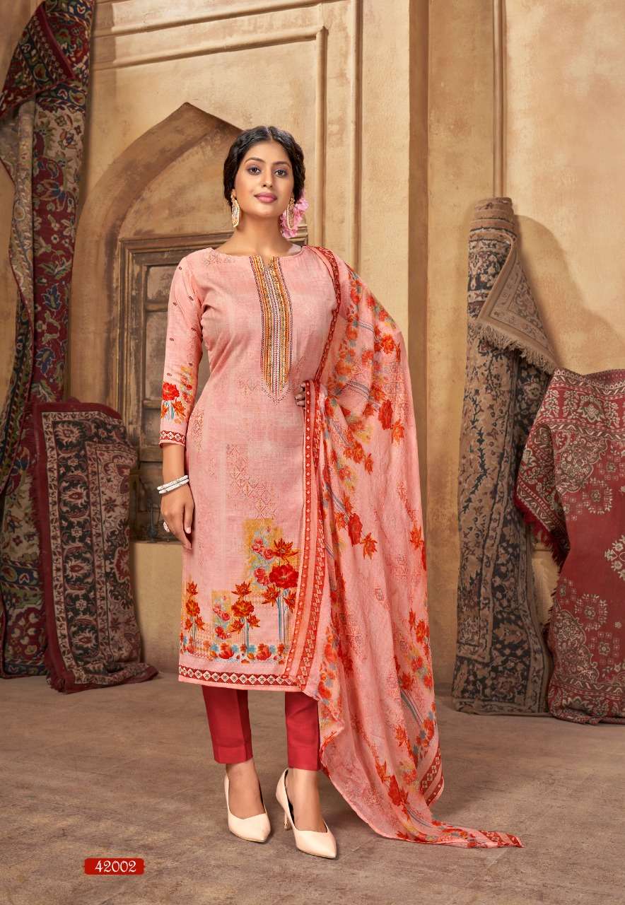 PUNJABI KUDI VOL-42 BY SHIV GORI SILK MILLS 42001 TO 42012 SERIES BEAUTIFUL WINTER COLLECTION SUITS STYLISH FANCY COLORFUL CASUAL WEAR & ETHNIC WEAR COTTON PRINT DRESSES AT WHOLESALE PRICE