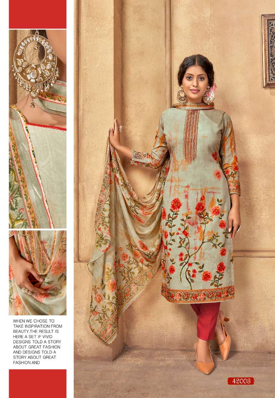 PUNJABI KUDI VOL-42 BY SHIV GORI SILK MILLS 42001 TO 42012 SERIES BEAUTIFUL WINTER COLLECTION SUITS STYLISH FANCY COLORFUL CASUAL WEAR & ETHNIC WEAR COTTON PRINT DRESSES AT WHOLESALE PRICE
