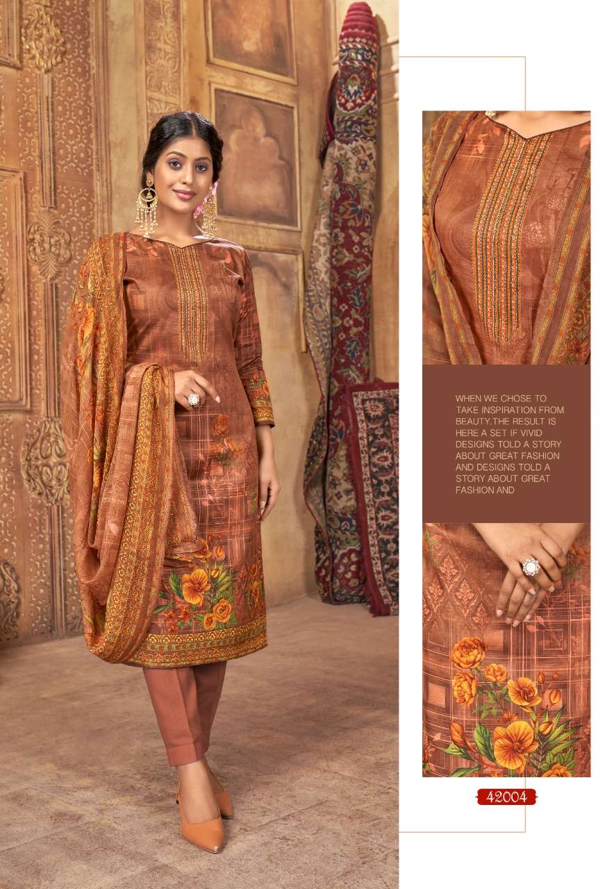 PUNJABI KUDI VOL-42 BY SHIV GORI SILK MILLS 42001 TO 42012 SERIES BEAUTIFUL WINTER COLLECTION SUITS STYLISH FANCY COLORFUL CASUAL WEAR & ETHNIC WEAR COTTON PRINT DRESSES AT WHOLESALE PRICE
