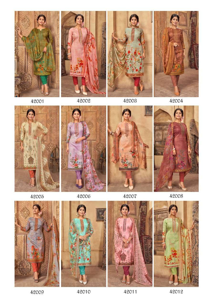 PUNJABI KUDI VOL-42 BY SHIV GORI SILK MILLS 42001 TO 42012 SERIES BEAUTIFUL WINTER COLLECTION SUITS STYLISH FANCY COLORFUL CASUAL WEAR & ETHNIC WEAR COTTON PRINT DRESSES AT WHOLESALE PRICE