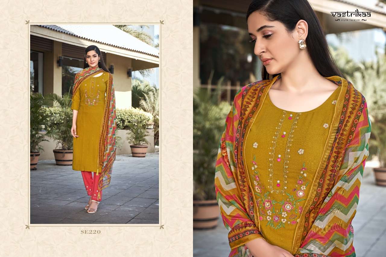 INAYAT BY VASTRIKAA 218 TO 223 SERIES BEAUTIFUL SUITS COLORFUL STYLISH FANCY CASUAL WEAR & ETHNIC WEAR RAYON WEAVING DRESSES AT WHOLESALE PRICE