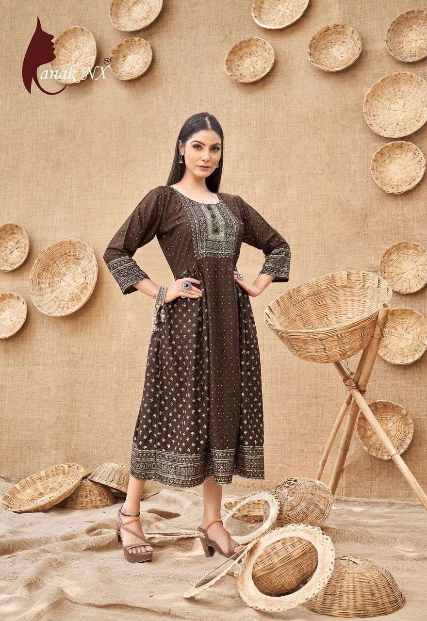 MEHAK BY KANAK NX 01 TO 05 SERIES DESIGNER STYLISH FANCY COLORFUL BEAUTIFUL PARTY WEAR & ETHNIC WEAR COLLECTION RAYON FOIL KURTIS AT WHOLESALE PRICE