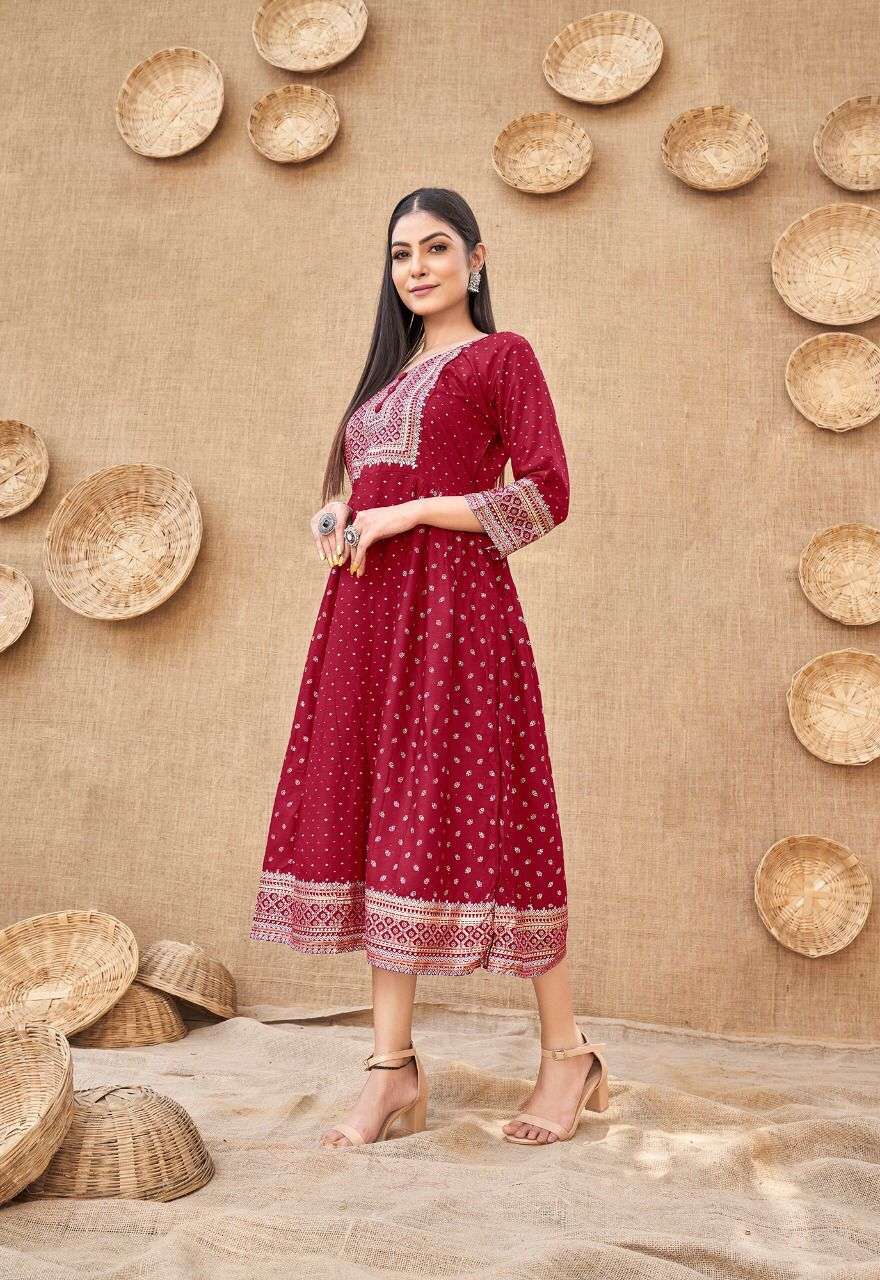 MEHAK BY KANAK NX 01 TO 05 SERIES DESIGNER STYLISH FANCY COLORFUL BEAUTIFUL PARTY WEAR & ETHNIC WEAR COLLECTION RAYON FOIL KURTIS AT WHOLESALE PRICE