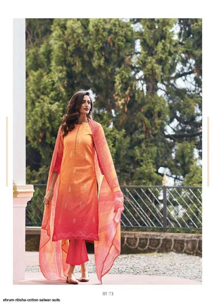 RITISHA BY EHRUM 71 TO 74 SERIES BEAUTIFUL SUITS COLORFUL STYLISH FANCY CASUAL WEAR & ETHNIC WEAR COTTON SATIN PRINT DRESSES AT WHOLESALE PRICE