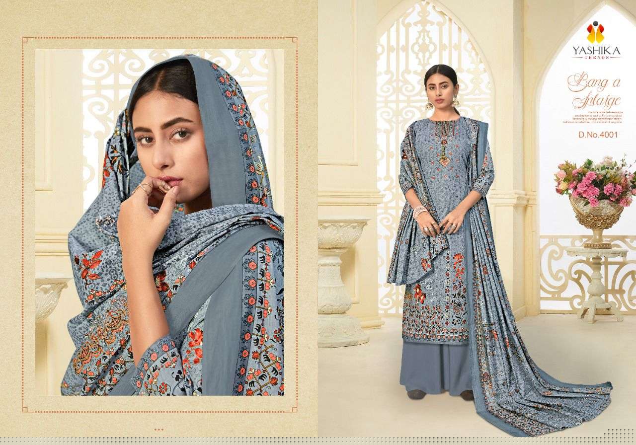ZULFFAT VOL-4 BY YASHIKA TRENDS 4001 TO 4006 SERIES BEAUTIFUL STYLISH SUITS FANCY COLORFUL CASUAL WEAR & ETHNIC WEAR & READY TO WEAR PURE LAWN PRINTED DRESSES AT WHOLESALE PRICE