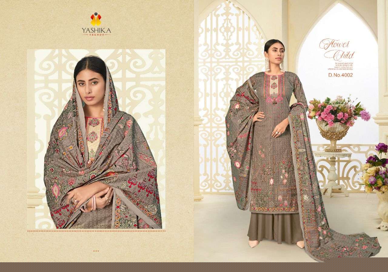 ZULFFAT VOL-4 BY YASHIKA TRENDS 4001 TO 4006 SERIES BEAUTIFUL STYLISH SUITS FANCY COLORFUL CASUAL WEAR & ETHNIC WEAR & READY TO WEAR PURE LAWN PRINTED DRESSES AT WHOLESALE PRICE