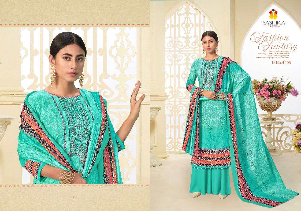 ZULFFAT VOL-4 BY YASHIKA TRENDS 4001 TO 4006 SERIES BEAUTIFUL STYLISH SUITS FANCY COLORFUL CASUAL WEAR & ETHNIC WEAR & READY TO WEAR PURE LAWN PRINTED DRESSES AT WHOLESALE PRICE