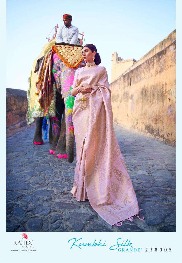 KUMBHI SILK GRANDE BY RAJ TEX 238001 TO 238006 SERIES COLORFUL BEAUTIFUL FANCY PARTY WEAR & TRADITIONAL WEAR HANDLOOM WEAVING SILK SAREES AT WHOLESALE PRICE