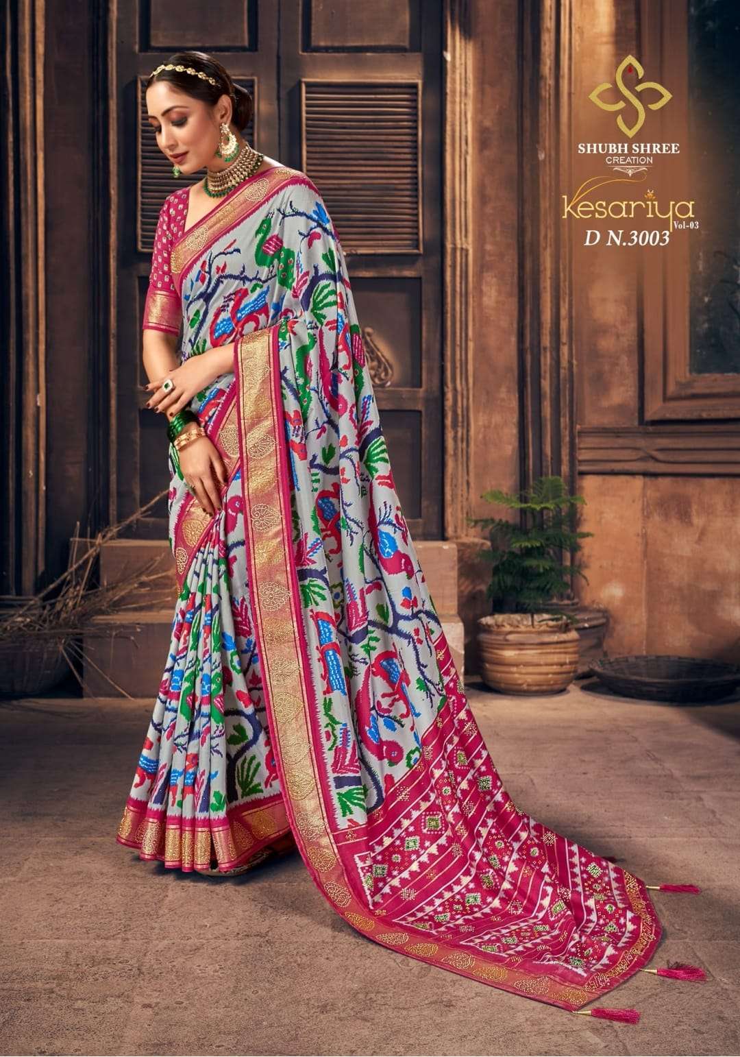KESARIYA VOL-3 BY SHUBH SHREE 3001 TO 3006 SERIES INDIAN TRADITIONAL WEAR COLLECTION BEAUTIFUL STYLISH FANCY COLORFUL PARTY WEAR & OCCASIONAL WEAR TUSSAR SILK SAREES AT WHOLESALE PRICE