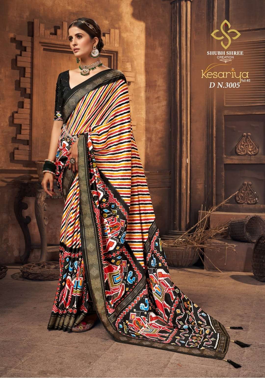 KESARIYA VOL-3 BY SHUBH SHREE 3001 TO 3006 SERIES INDIAN TRADITIONAL WEAR COLLECTION BEAUTIFUL STYLISH FANCY COLORFUL PARTY WEAR & OCCASIONAL WEAR TUSSAR SILK SAREES AT WHOLESALE PRICE