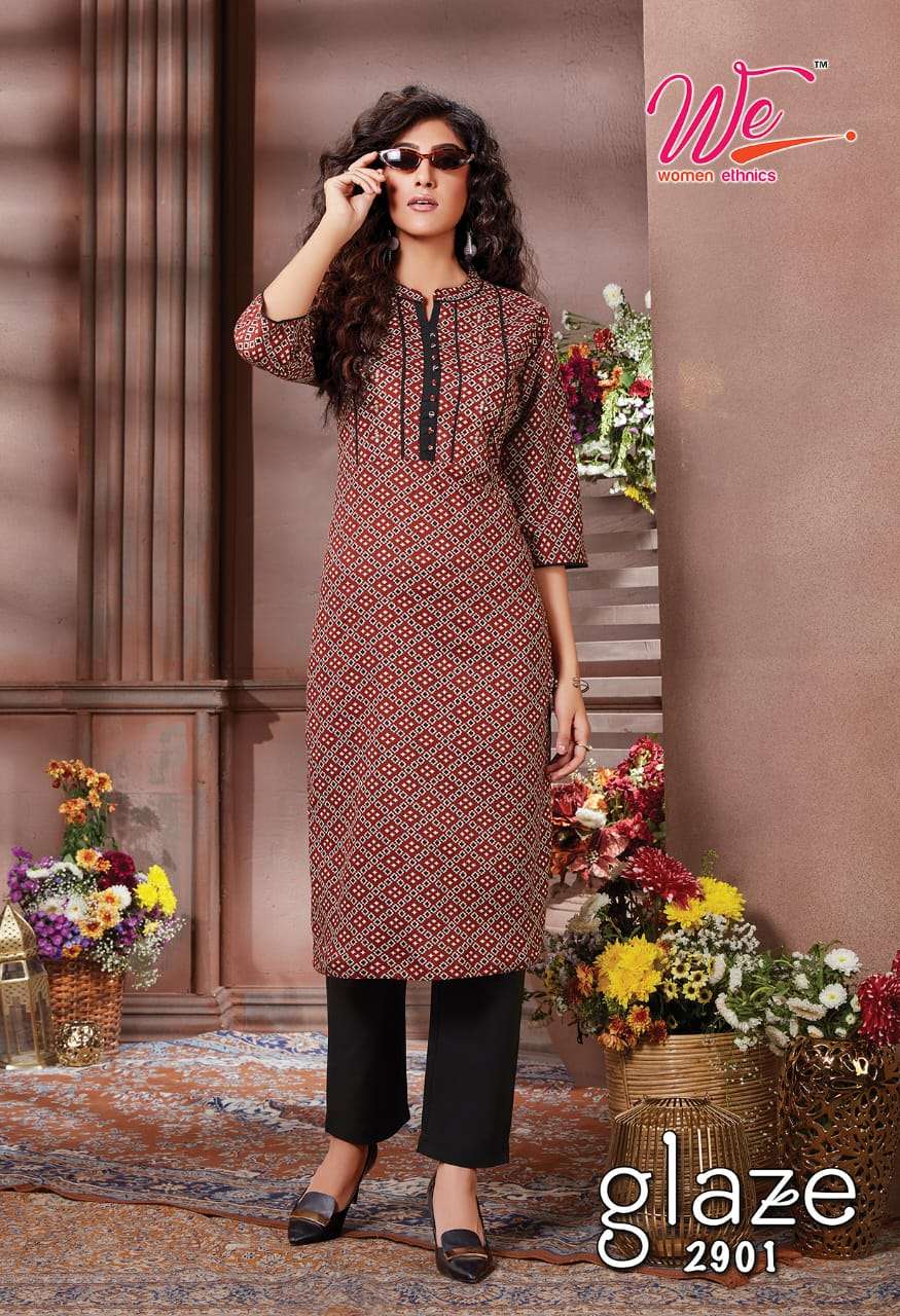 GLACE BY WOMEN ETHNIC 2901 TO 2908 SERIES DESIGNER STYLISH FANCY COLORFUL BEAUTIFUL PARTY WEAR & ETHNIC WEAR COLLECTION PURE COTTON KURTIS WITH BOTTOM AT WHOLESALE PRICE