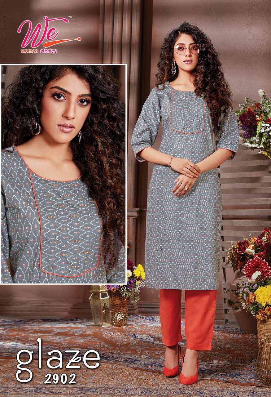 GLACE BY WOMEN ETHNIC 2901 TO 2908 SERIES DESIGNER STYLISH FANCY COLORFUL BEAUTIFUL PARTY WEAR & ETHNIC WEAR COLLECTION PURE COTTON KURTIS WITH BOTTOM AT WHOLESALE PRICE