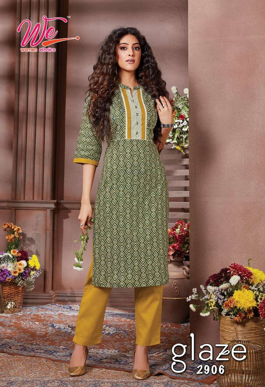 GLACE BY WOMEN ETHNIC 2901 TO 2908 SERIES DESIGNER STYLISH FANCY COLORFUL BEAUTIFUL PARTY WEAR & ETHNIC WEAR COLLECTION PURE COTTON KURTIS WITH BOTTOM AT WHOLESALE PRICE