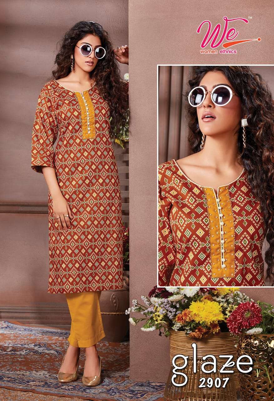 GLACE BY WOMEN ETHNIC 2901 TO 2908 SERIES DESIGNER STYLISH FANCY COLORFUL BEAUTIFUL PARTY WEAR & ETHNIC WEAR COLLECTION PURE COTTON KURTIS WITH BOTTOM AT WHOLESALE PRICE