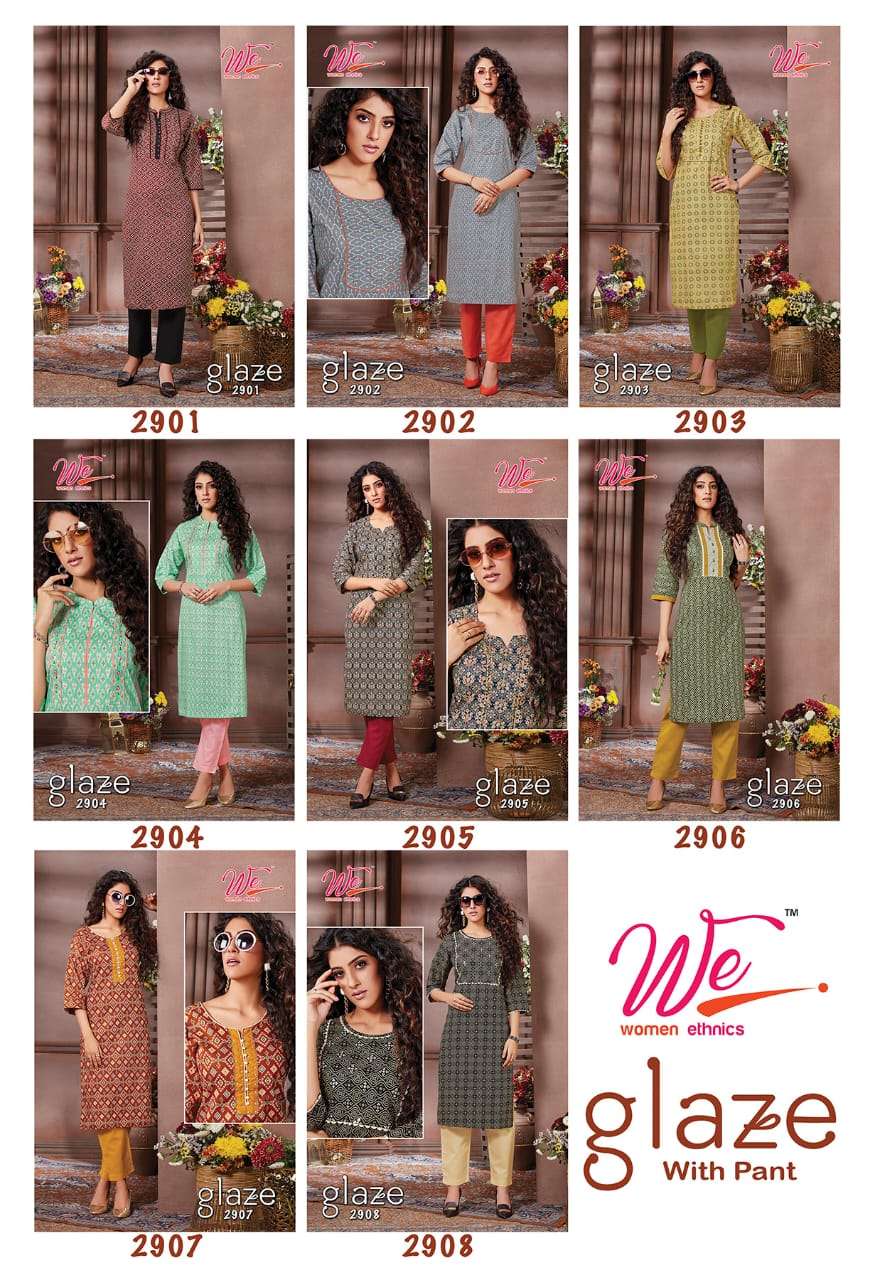 GLACE BY WOMEN ETHNIC 2901 TO 2908 SERIES DESIGNER STYLISH FANCY COLORFUL BEAUTIFUL PARTY WEAR & ETHNIC WEAR COLLECTION PURE COTTON KURTIS WITH BOTTOM AT WHOLESALE PRICE