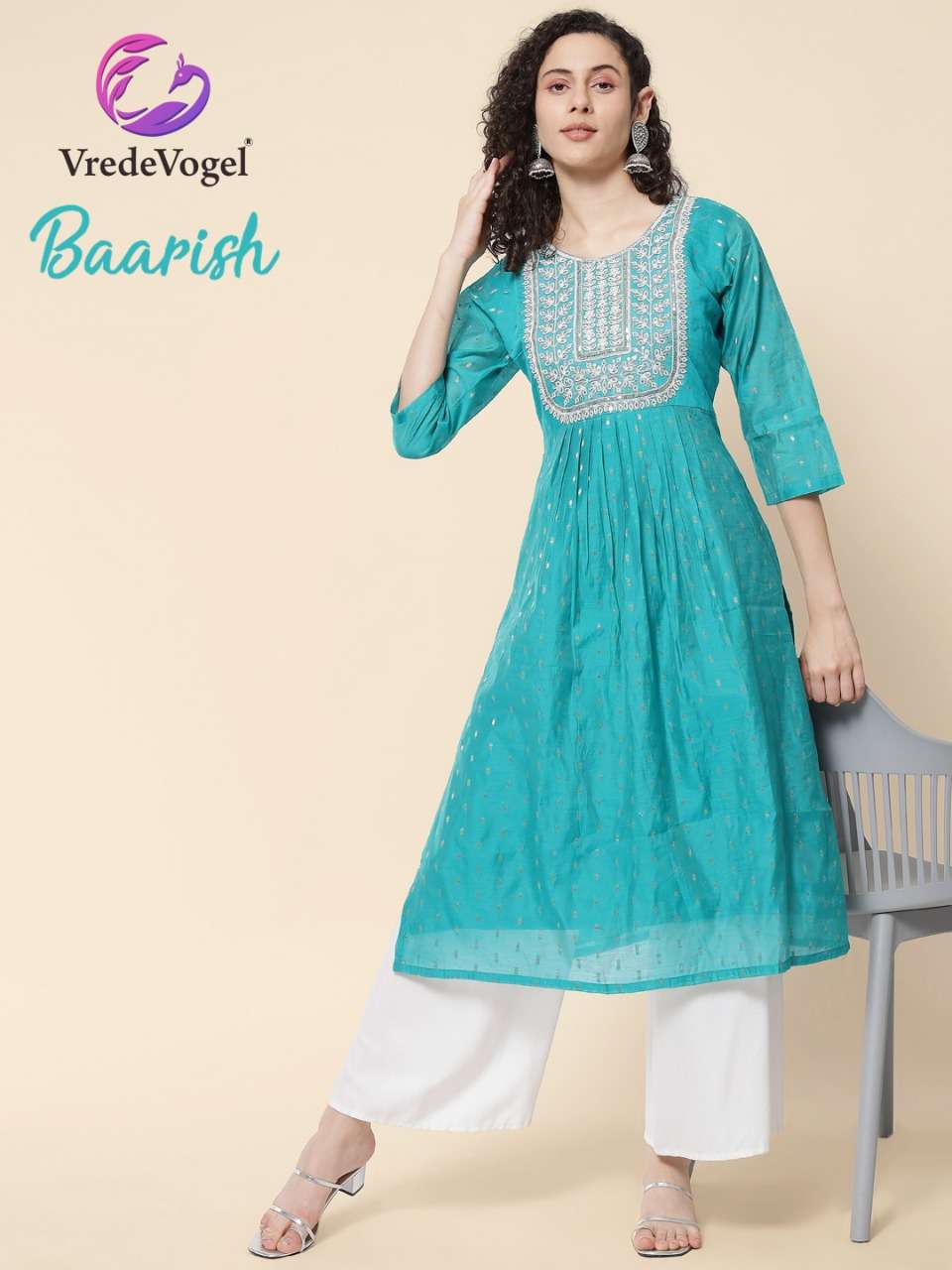 BAARISH BY VREDE VOGEL 1001 TO 1007 SERIES DESIGNER STYLISH FANCY COLORFUL BEAUTIFUL PARTY WEAR & ETHNIC WEAR COLLECTION MODAL CHANDERI KURTIS AT WHOLESALE PRICE