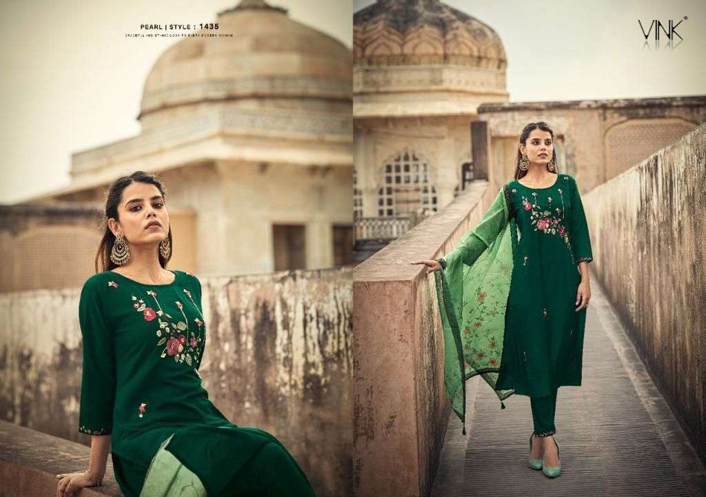PEARL BY VINK 1431 TO 1436 SERIES BEAUTIFUL SUITS COLORFUL STYLISH FANCY CASUAL WEAR & ETHNIC WEAR SILK DRESSES AT WHOLESALE PRICE