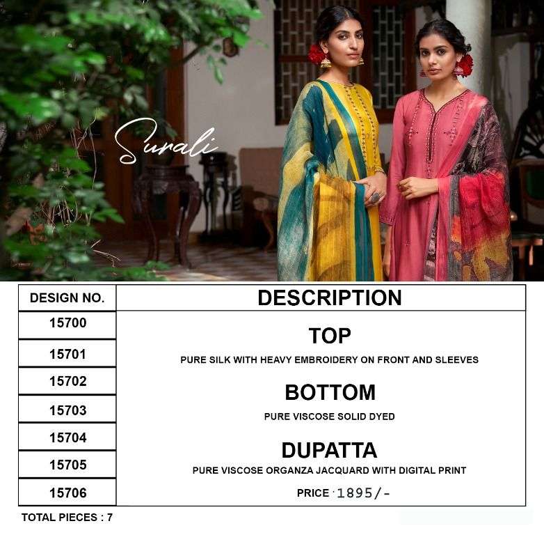SURALI BY RIANA 15700 TO 15706 SERIES BEAUTIFUL SUITS COLORFUL STYLISH FANCY CASUAL WEAR & ETHNIC WEAR PURE SILK EMBROIDERED DRESSES AT WHOLESALE PRICE