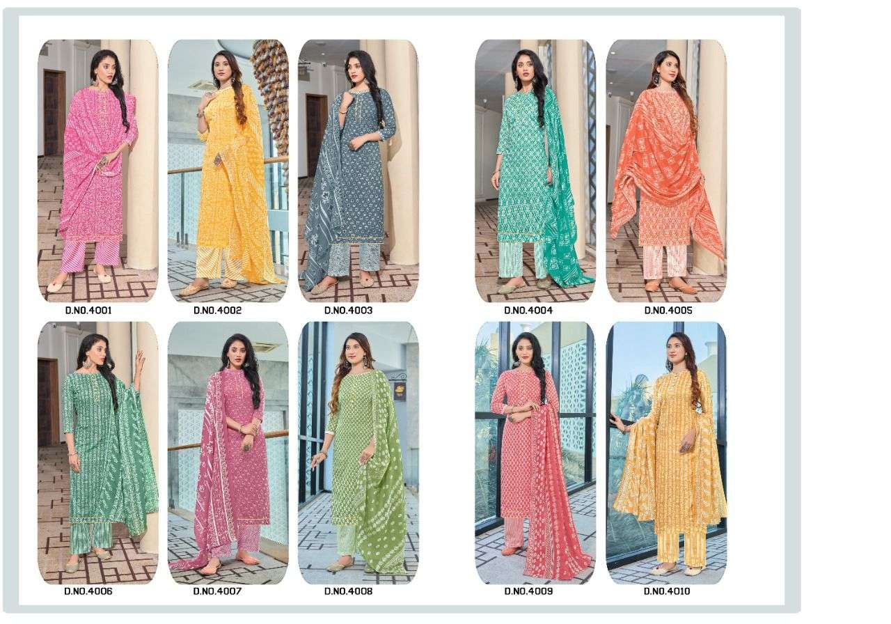 RUMY VOL-4 BY RADHA FAB 4001 TO 4010 SERIES BEAUTIFUL STYLISH SUITS FANCY COLORFUL CASUAL WEAR & ETHNIC WEAR & READY TO WEAR HEAVY COTTON PRINTED DRESSES AT WHOLESALE PRICE