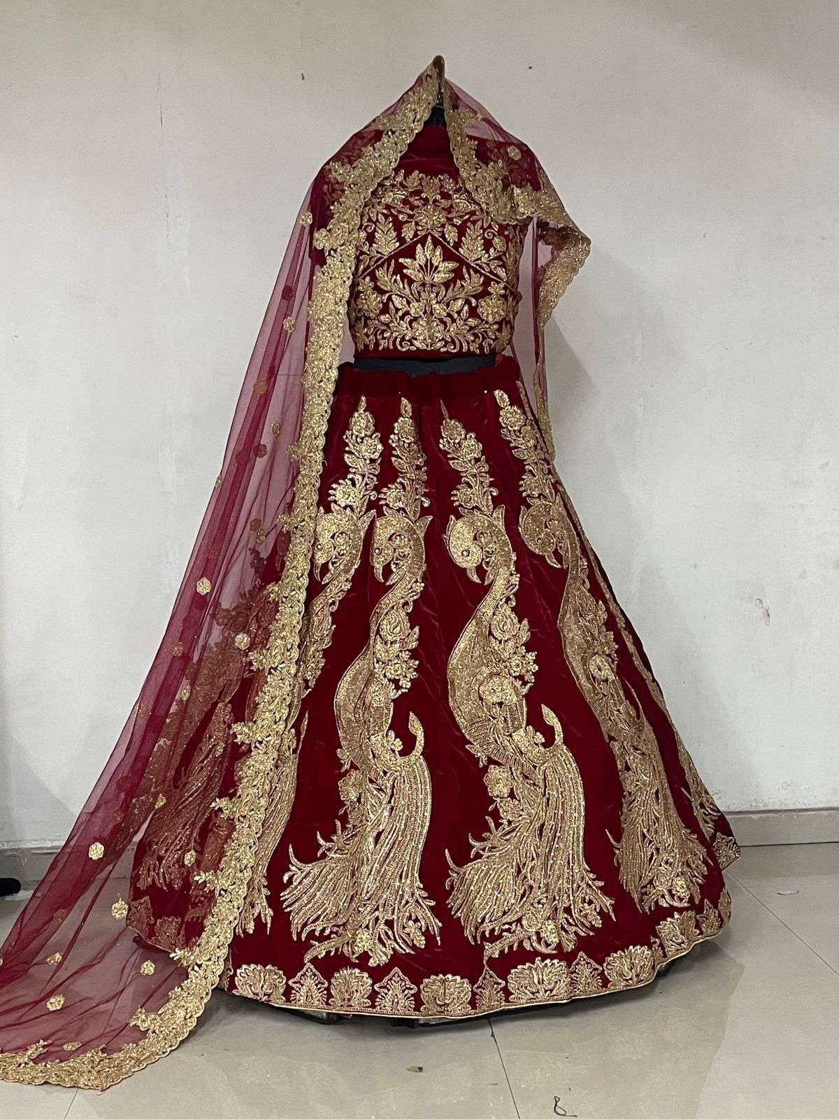 KB HIT DESIGN 1064 COLOURS BY FASHID WHOLESALE 1064-A TO 1064-D SERIES BRIDAL WEAR COLLECTION BEAUTIFUL STYLISH COLORFUL FANCY PARTY WEAR & OCCASIONAL WEAR HEAVY VELVET LEHENGAS AT WHOLESALE PRICE
