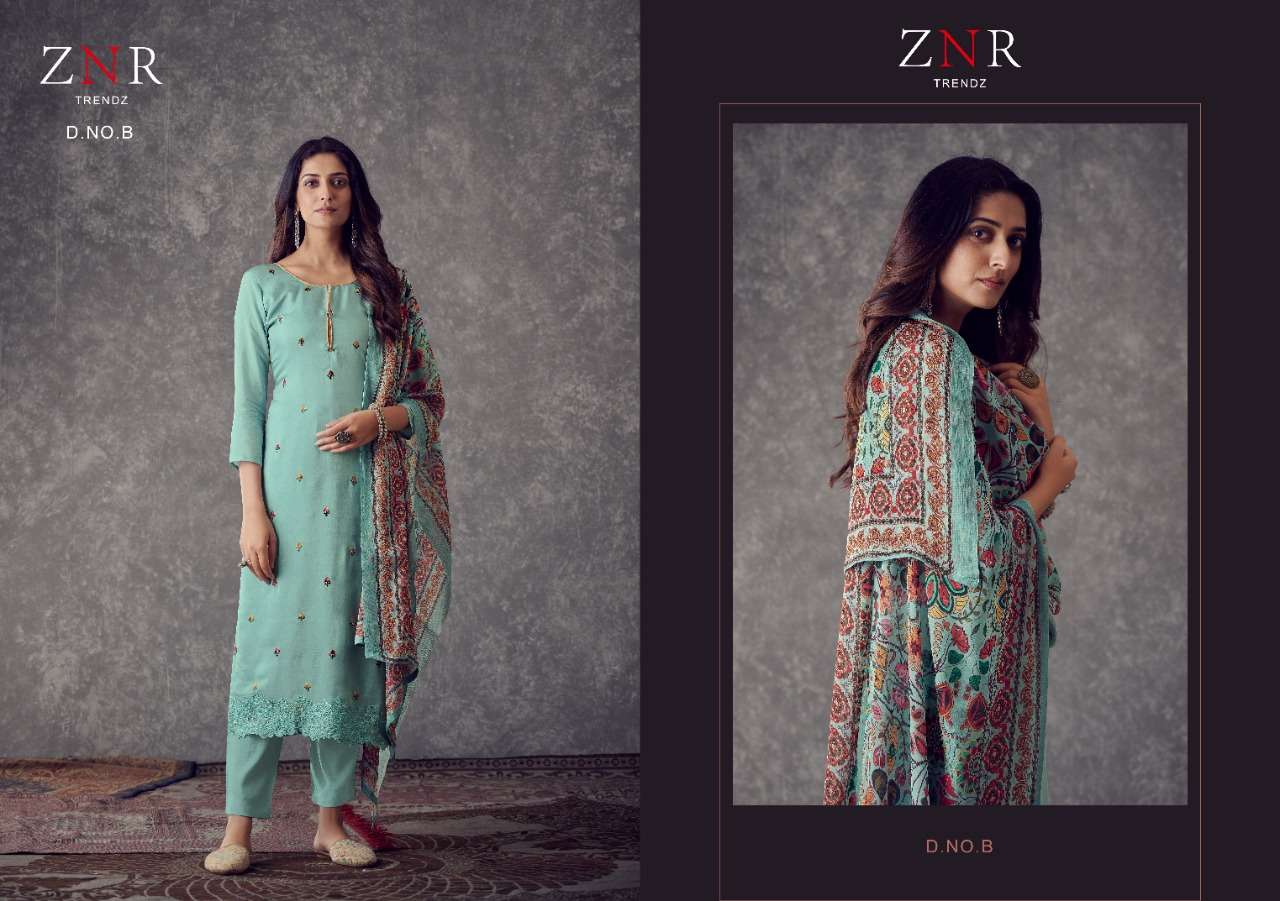 RESHAM BY ZNR TRENDZ A TO D SERIES BEAUTIFUL SUITS COLORFUL STYLISH FANCY CASUAL WEAR & ETHNIC WEAR MUSLIN EMBROIDERED DRESSES AT WHOLESALE PRICE
