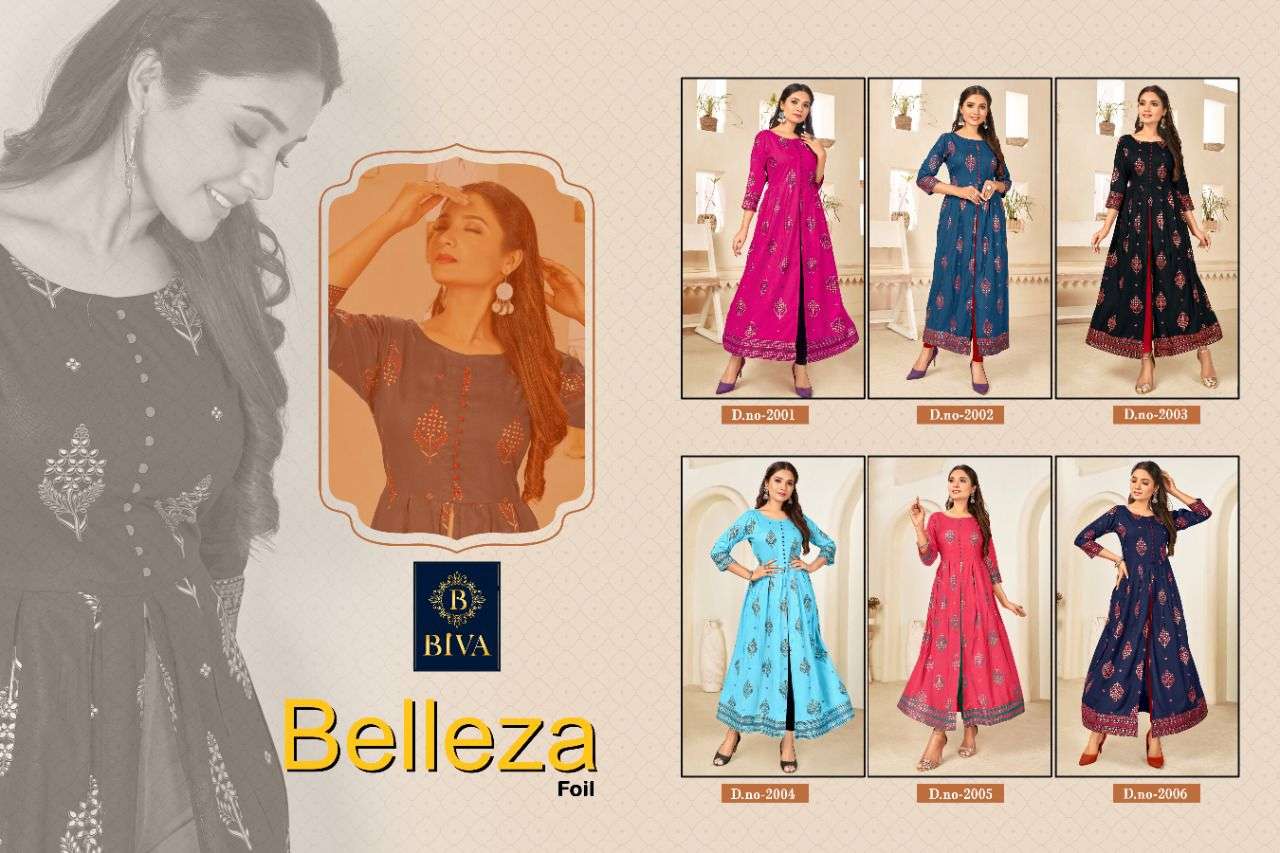 BELLEZA FOIL BY BIVA 2001 TO 2006 BEAUTIFUL STYLISH FANCY COLORFUL CASUAL WEAR & ETHNIC WEAR RAYON FOIL GOWNS AT WHOLESALE PRICE