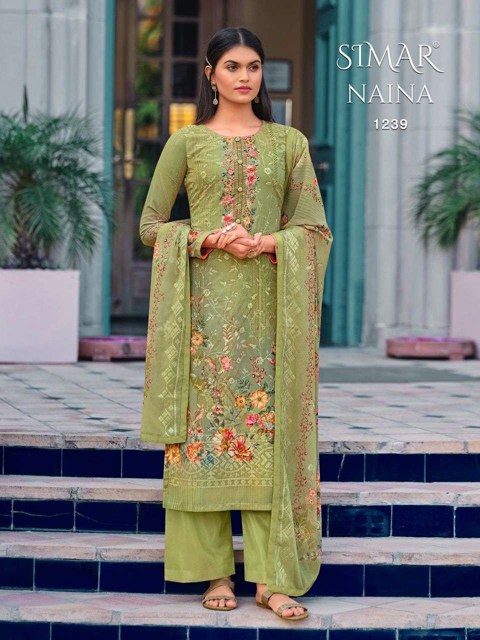 NAINA BY GLOSSY 1231 TO 1238 SERIES BEAUTIFUL SUITS COLORFUL STYLISH FANCY CASUAL WEAR & ETHNIC WEAR PURE GEORGETTE EMBROIDERED DRESSES AT WHOLESALE PRICE