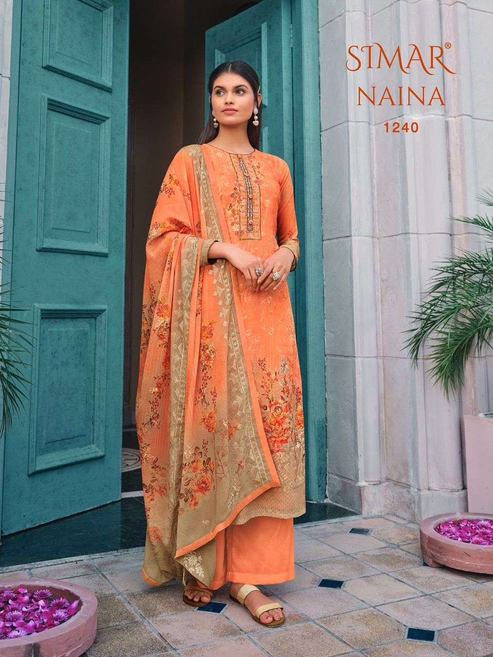 NAINA BY GLOSSY 1231 TO 1238 SERIES BEAUTIFUL SUITS COLORFUL STYLISH FANCY CASUAL WEAR & ETHNIC WEAR PURE GEORGETTE EMBROIDERED DRESSES AT WHOLESALE PRICE