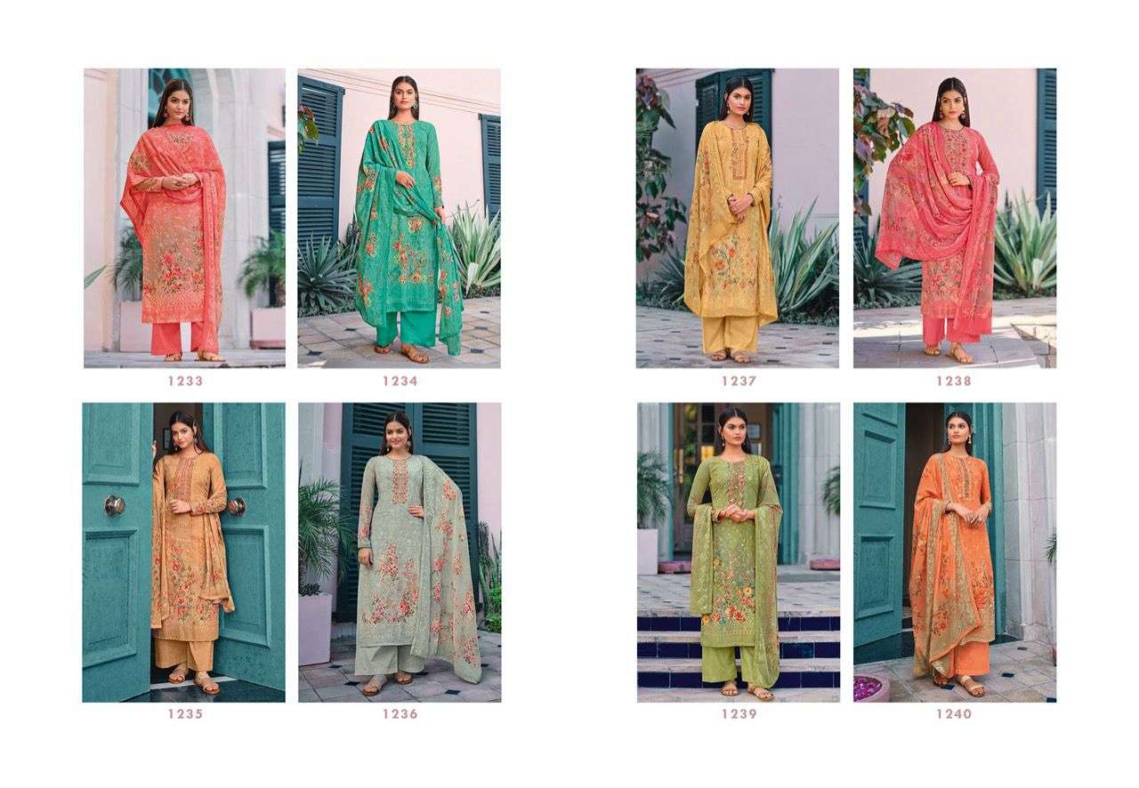 NAINA BY GLOSSY 1231 TO 1238 SERIES BEAUTIFUL SUITS COLORFUL STYLISH FANCY CASUAL WEAR & ETHNIC WEAR PURE GEORGETTE EMBROIDERED DRESSES AT WHOLESALE PRICE
