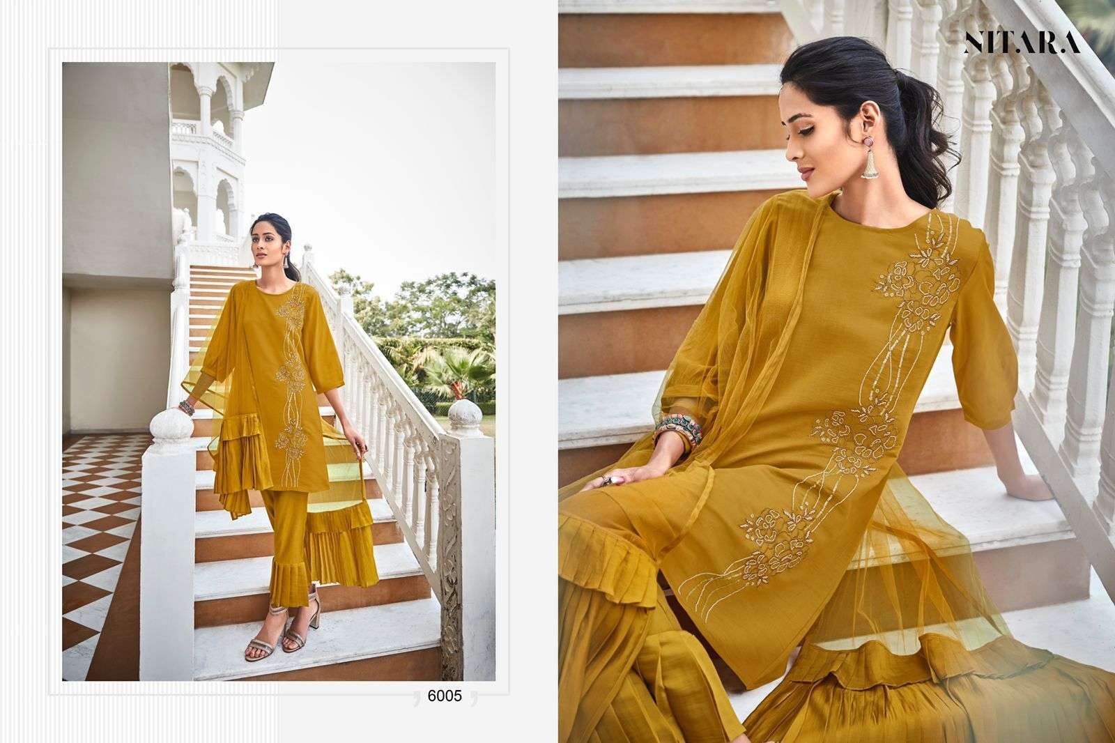 GLORY BY NITARA 6001 TO 6006 SERIES BEAUTIFUL SUITS COLORFUL STYLISH FANCY CASUAL WEAR & ETHNIC WEAR VISCOSE SILK DRESSES AT WHOLESALE PRICE