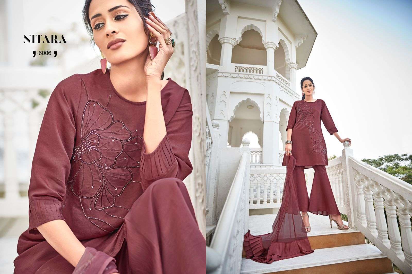 GLORY BY NITARA 6001 TO 6006 SERIES BEAUTIFUL SUITS COLORFUL STYLISH FANCY CASUAL WEAR & ETHNIC WEAR VISCOSE SILK DRESSES AT WHOLESALE PRICE