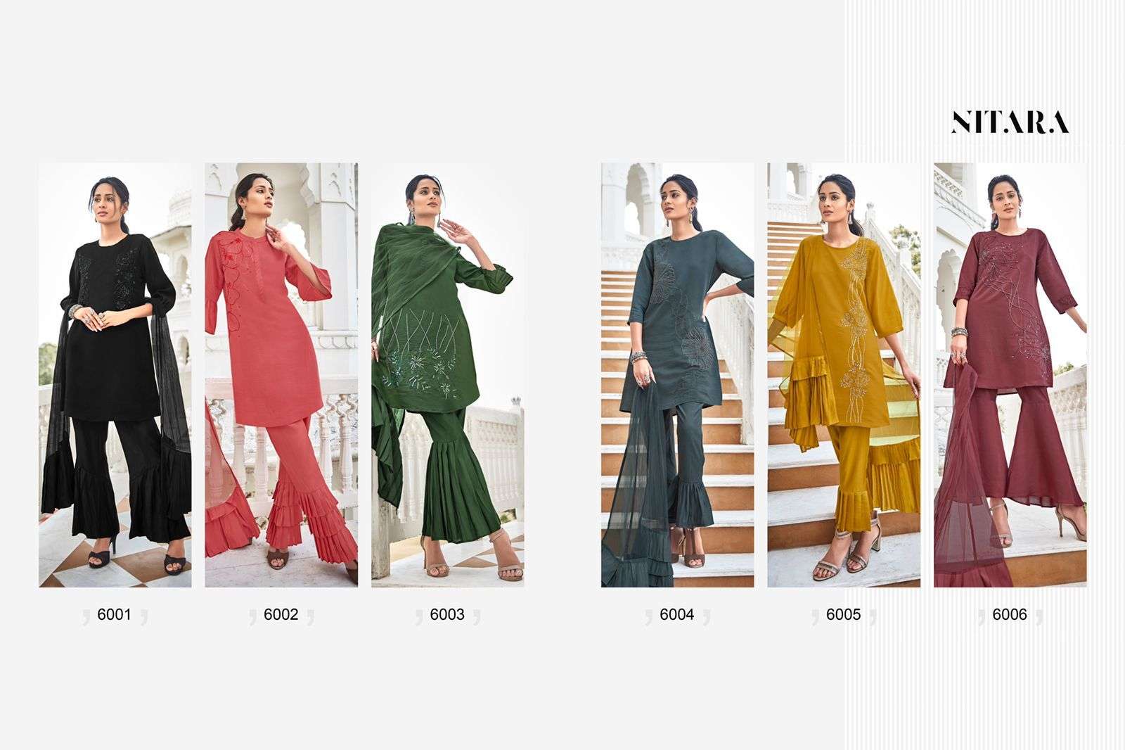 GLORY BY NITARA 6001 TO 6006 SERIES BEAUTIFUL SUITS COLORFUL STYLISH FANCY CASUAL WEAR & ETHNIC WEAR VISCOSE SILK DRESSES AT WHOLESALE PRICE