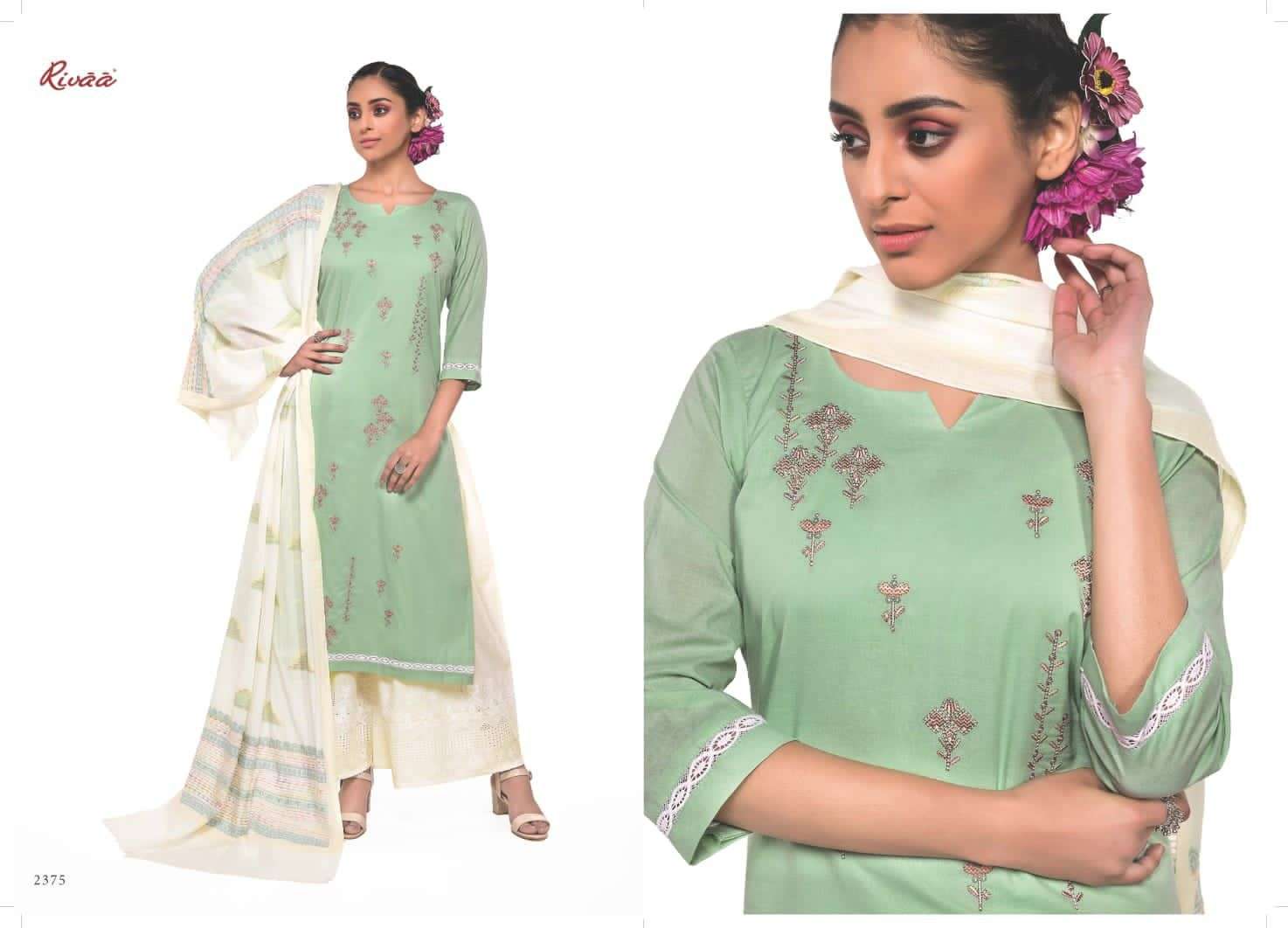 NAZM BY RIVAA 2372 TO 2378 SERIES BEAUTIFUL SUITS COLORFUL STYLISH FANCY CASUAL WEAR & ETHNIC WEAR PURE COTTON EMBROIDERED DRESSES AT WHOLESALE PRICE