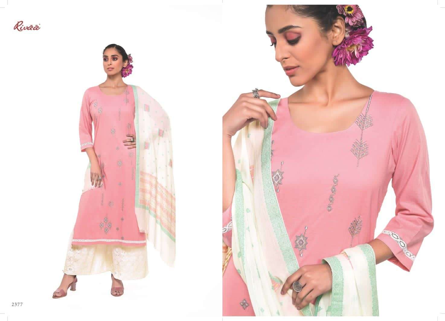 NAZM BY RIVAA 2372 TO 2378 SERIES BEAUTIFUL SUITS COLORFUL STYLISH FANCY CASUAL WEAR & ETHNIC WEAR PURE COTTON EMBROIDERED DRESSES AT WHOLESALE PRICE