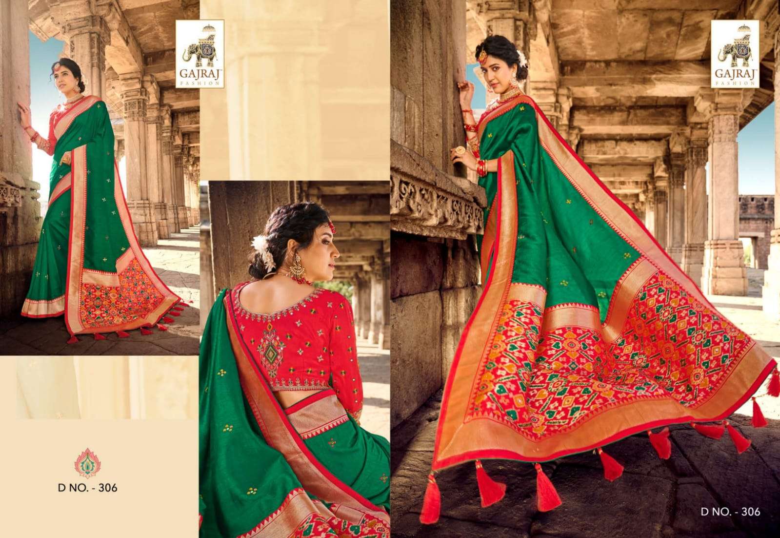 GAJRAJ 306 SERIES BY GAJRAJ FASHION 306 TO 317 SERIES INDIAN TRADITIONAL WEAR COLLECTION BEAUTIFUL STYLISH FANCY COLORFUL PARTY WEAR & OCCASIONAL WEAR SILK SAREES AT WHOLESALE PRICE
