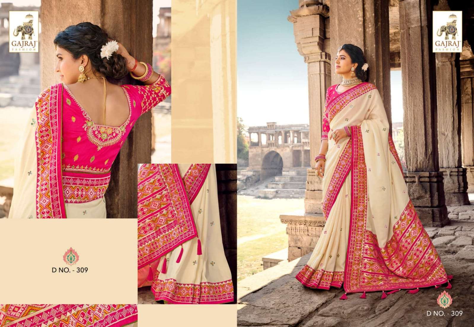 GAJRAJ 306 SERIES BY GAJRAJ FASHION 306 TO 317 SERIES INDIAN TRADITIONAL WEAR COLLECTION BEAUTIFUL STYLISH FANCY COLORFUL PARTY WEAR & OCCASIONAL WEAR SILK SAREES AT WHOLESALE PRICE