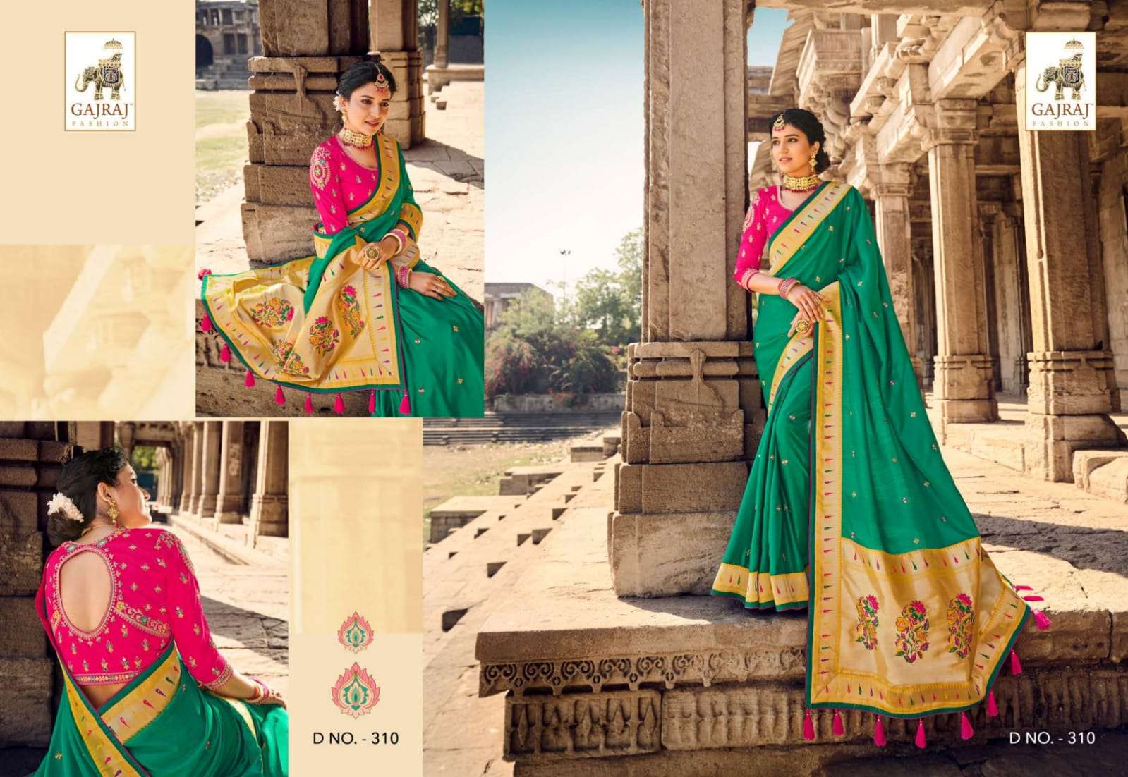 GAJRAJ 306 SERIES BY GAJRAJ FASHION 306 TO 317 SERIES INDIAN TRADITIONAL WEAR COLLECTION BEAUTIFUL STYLISH FANCY COLORFUL PARTY WEAR & OCCASIONAL WEAR SILK SAREES AT WHOLESALE PRICE