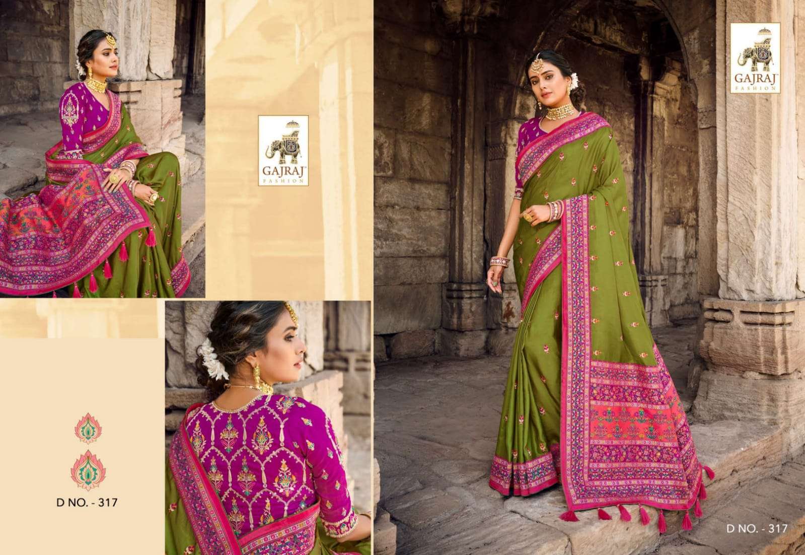 GAJRAJ 306 SERIES BY GAJRAJ FASHION 306 TO 317 SERIES INDIAN TRADITIONAL WEAR COLLECTION BEAUTIFUL STYLISH FANCY COLORFUL PARTY WEAR & OCCASIONAL WEAR SILK SAREES AT WHOLESALE PRICE