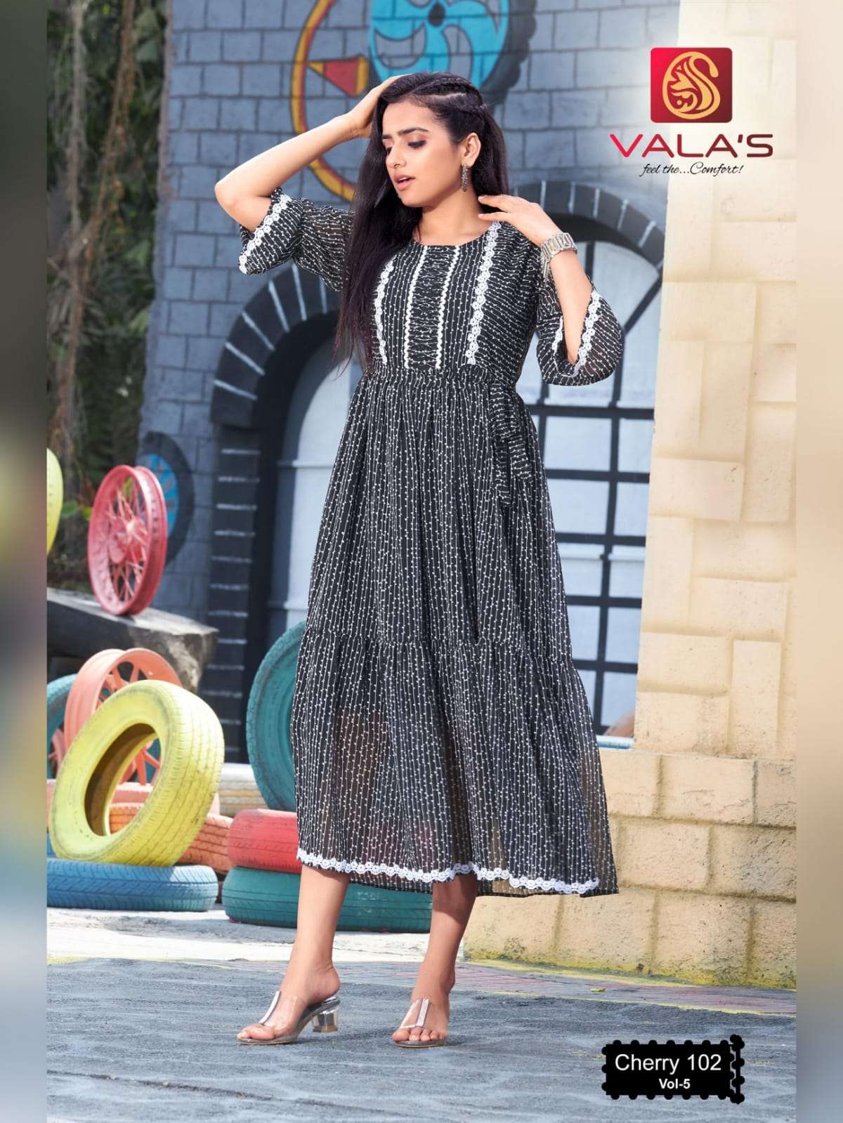 CHERRY VOL-5 BY VALAS 101 TO 106 SERIES BEAUTIFUL STYLISH FANCY COLORFUL CASUAL WEAR & ETHNIC WEAR GEORGETTE PRINT GOWNS AT WHOLESALE PRICE