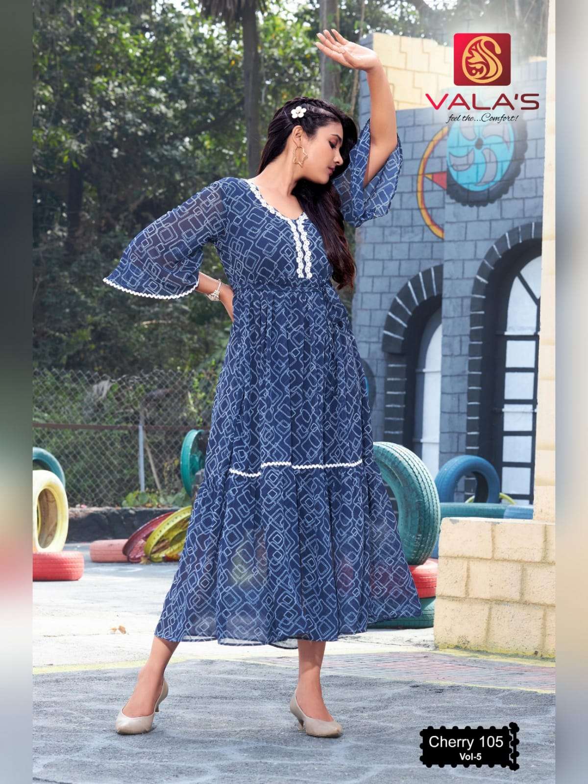 CHERRY VOL-5 BY VALAS 101 TO 106 SERIES BEAUTIFUL STYLISH FANCY COLORFUL CASUAL WEAR & ETHNIC WEAR GEORGETTE PRINT GOWNS AT WHOLESALE PRICE