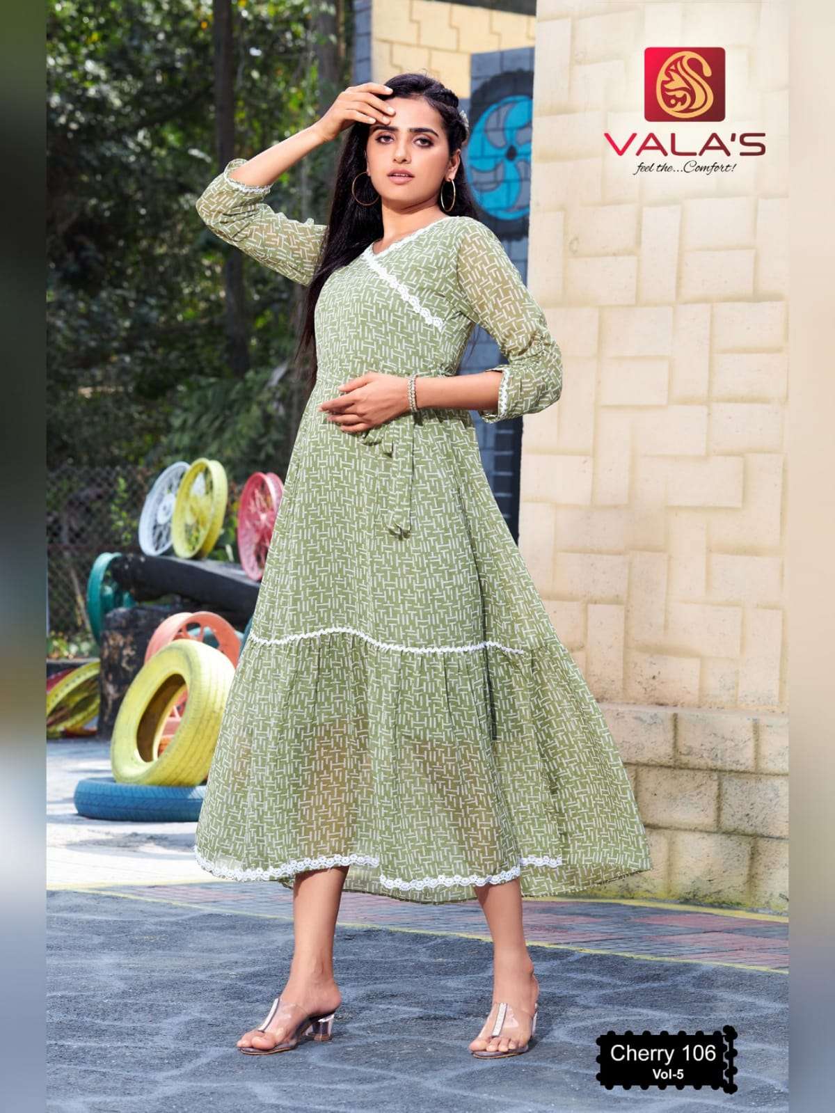 CHERRY VOL-5 BY VALAS 101 TO 106 SERIES BEAUTIFUL STYLISH FANCY COLORFUL CASUAL WEAR & ETHNIC WEAR GEORGETTE PRINT GOWNS AT WHOLESALE PRICE