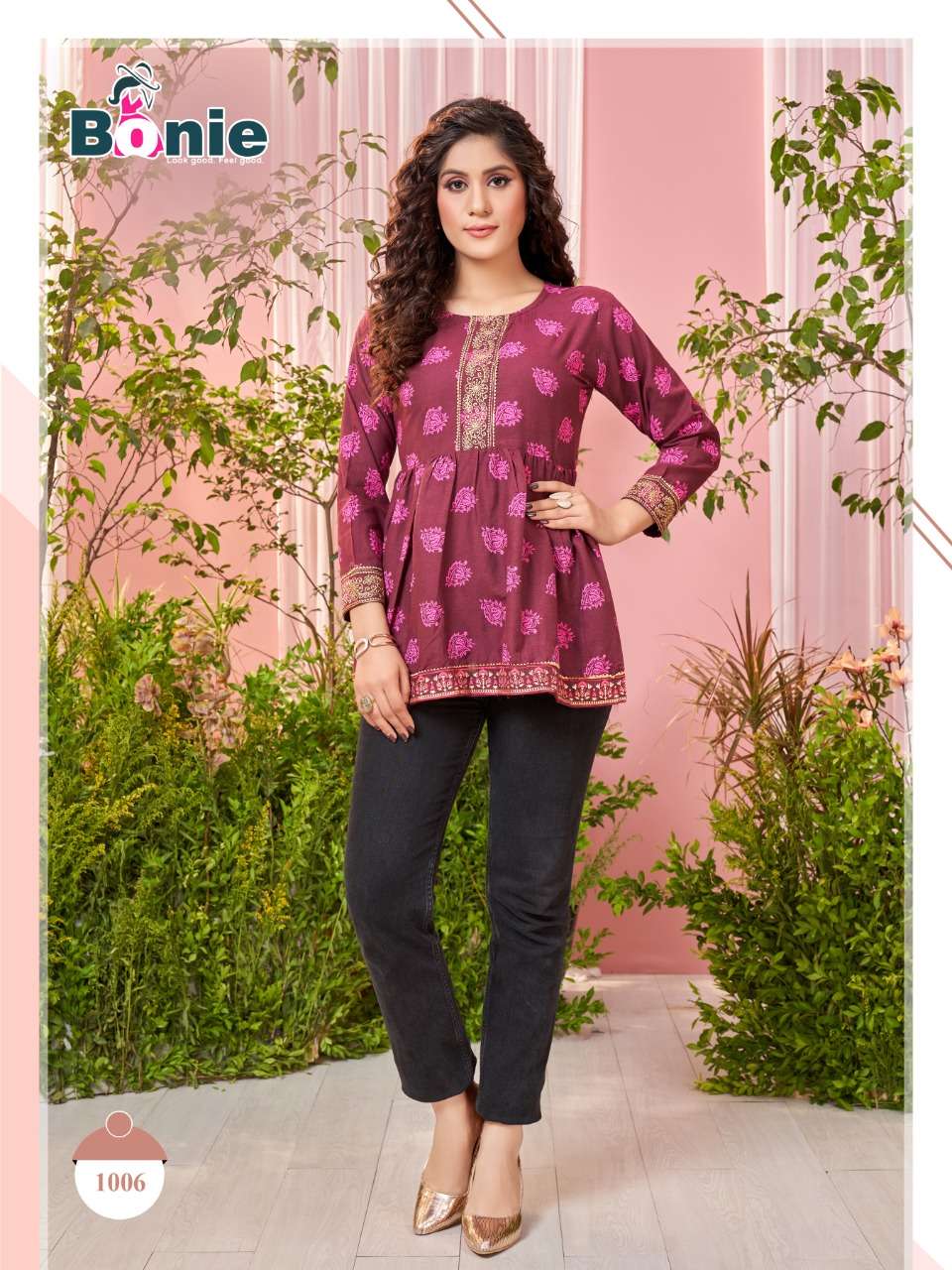 GRACE BY BONIE 1001 TO 1008 SERIES BEAUTIFUL STYLISH FANCY COLORFUL CASUAL WEAR & ETHNIC WEAR COTTON TOPS AT WHOLESALE PRICE