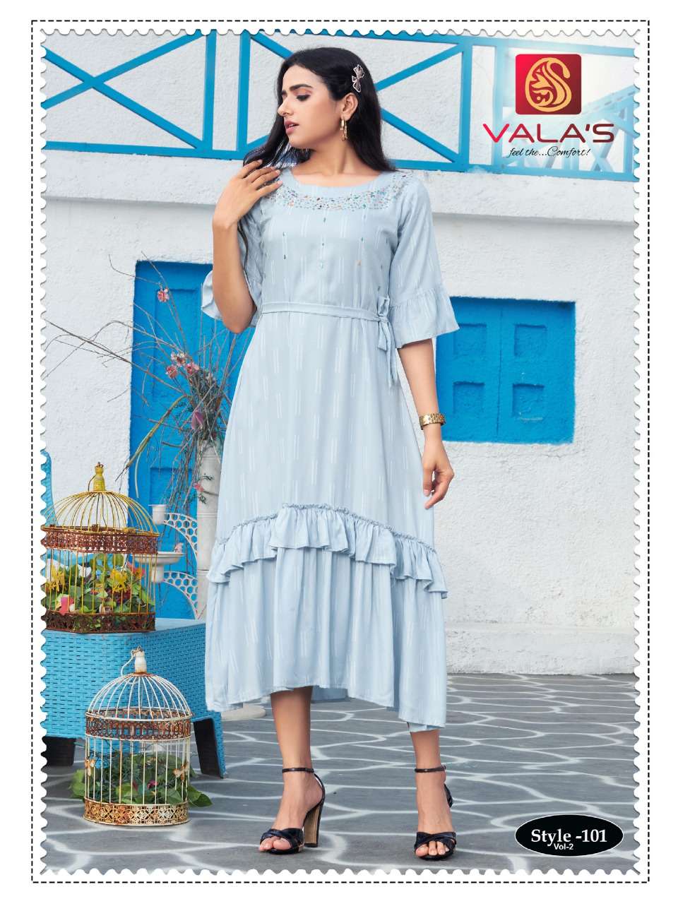 STYLE VOL-2 BY VALAS 101 TO 106 SERIES BEAUTIFUL SUITS COLORFUL STYLISH FANCY CASUAL WEAR & ETHNIC WEAR RAYON DRESSES AT WHOLESALE PRICE